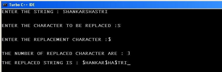 C Program To Replace A Character