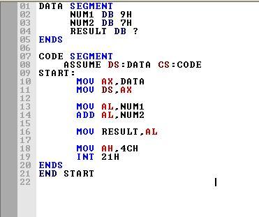 An Assembly program to add two numbers present in variables | Computer