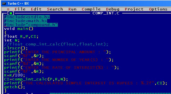 C011 A C program to write a function that calculates the compounded ...