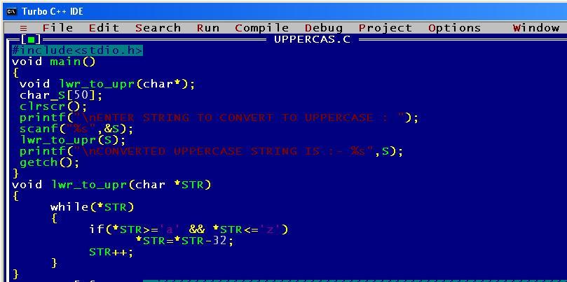 A C program to convert a given lowercase to uppercase string | Computer ...