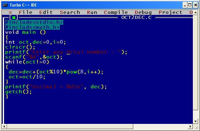 A C program to convert an octal number to its equivalent decimal number ...